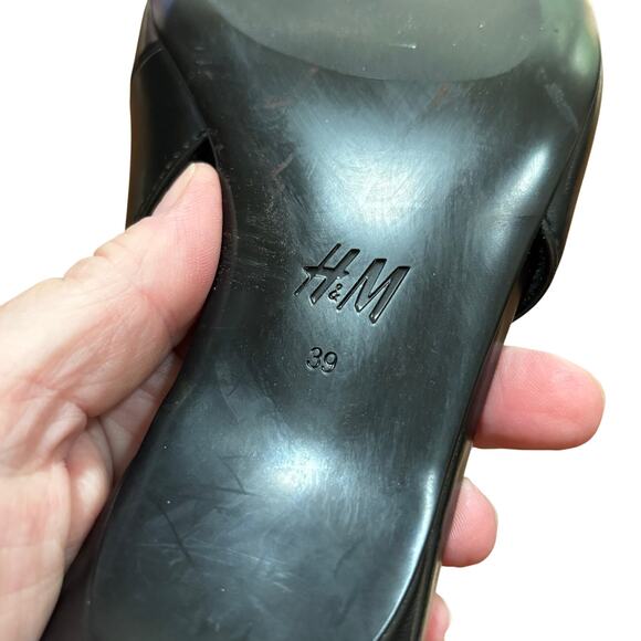H&M classic black slingback pumps low kitten heels career casual shoes EU 39 - Picture 10 of 10